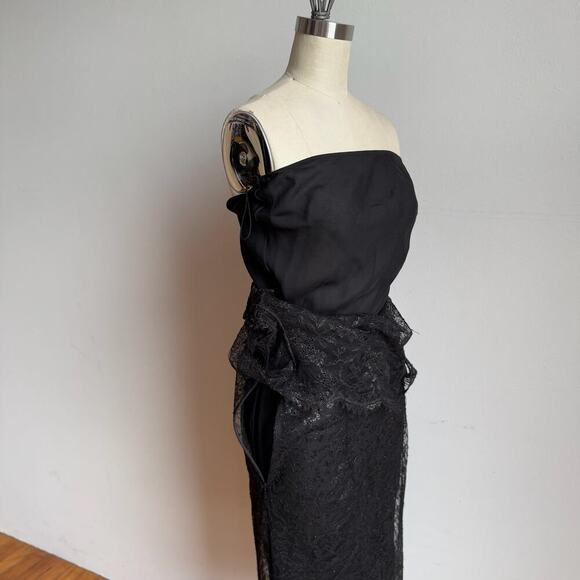 Y2K Black Lace Sheer Shift Dress with Strapless Slip - Picture 6 of 8